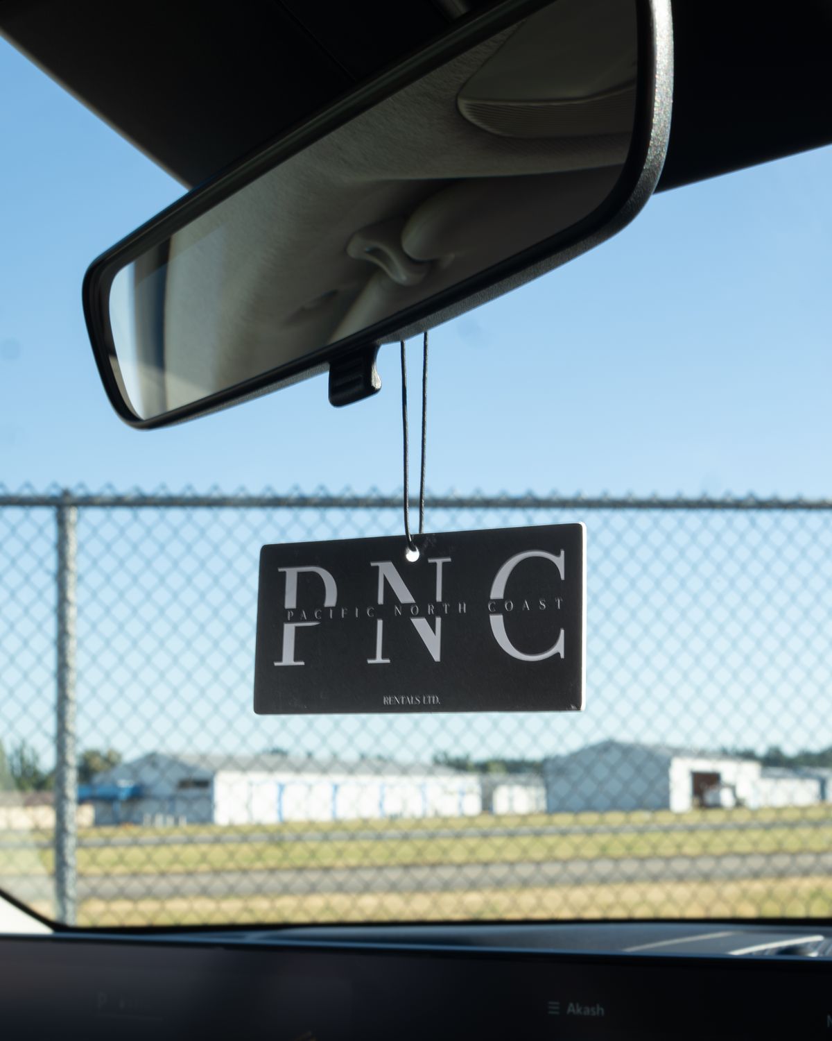 A Pacific North Coast tag hanging from the K4's mirror