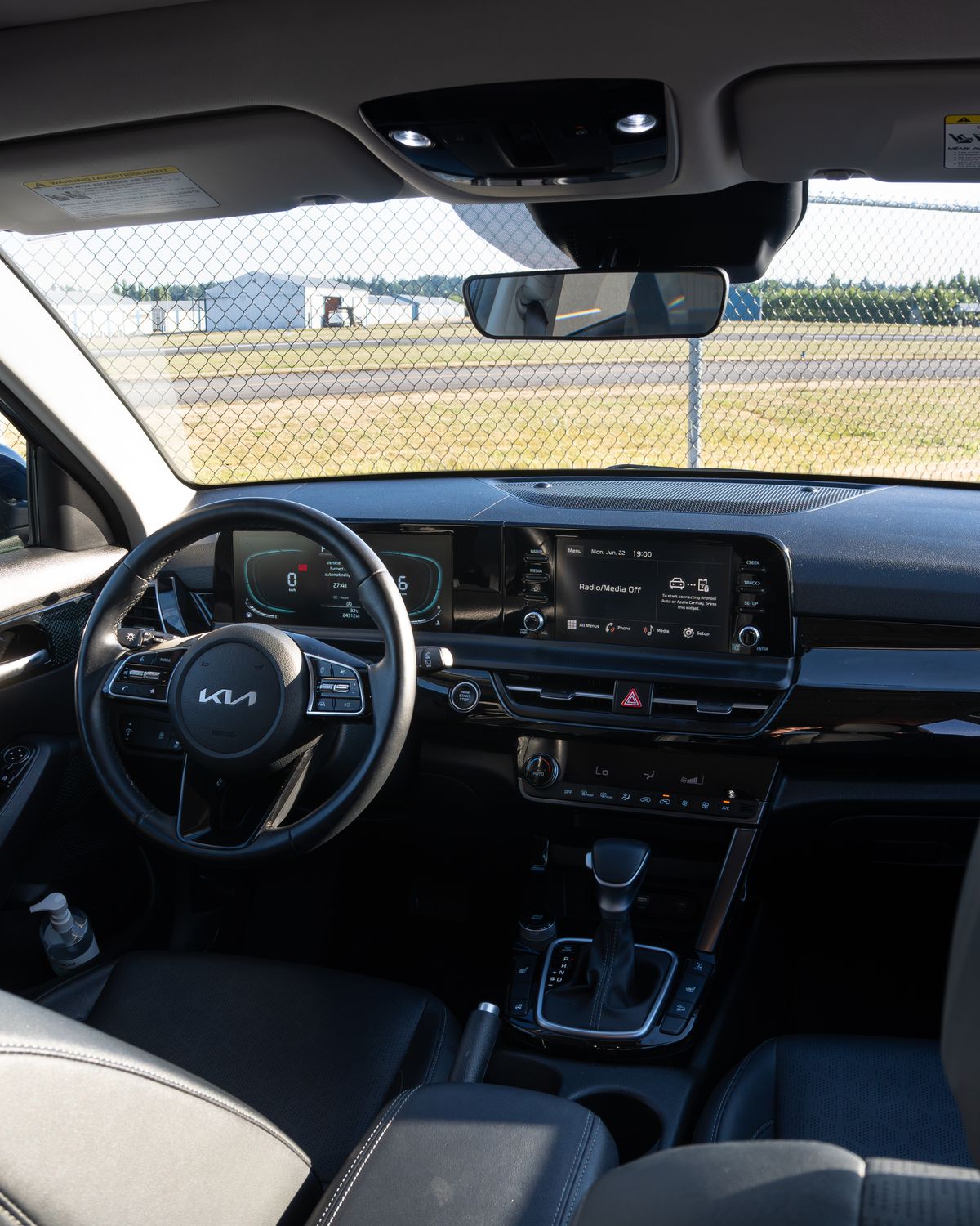 The Seltos dashboard from the back seat