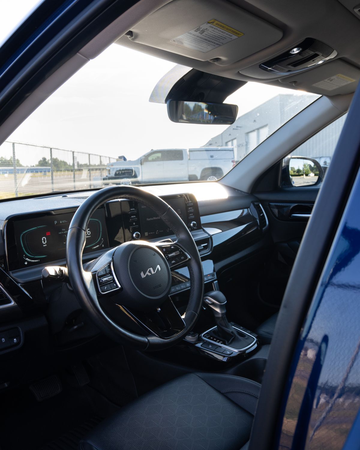 The Seltos steering wheel and screens
